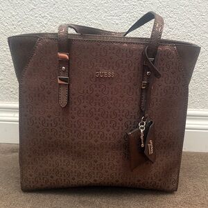 Guess Chocolate Brown Logo Tote